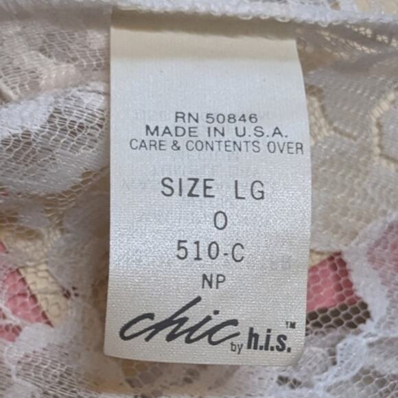 Chic by h.i.s. vintage lace intimate top white size L NOS - Picture 5 of 7